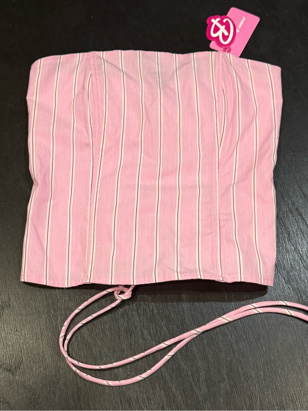 New Barbie x Edikted Icon Pink White Striped Strapless Corset Small
